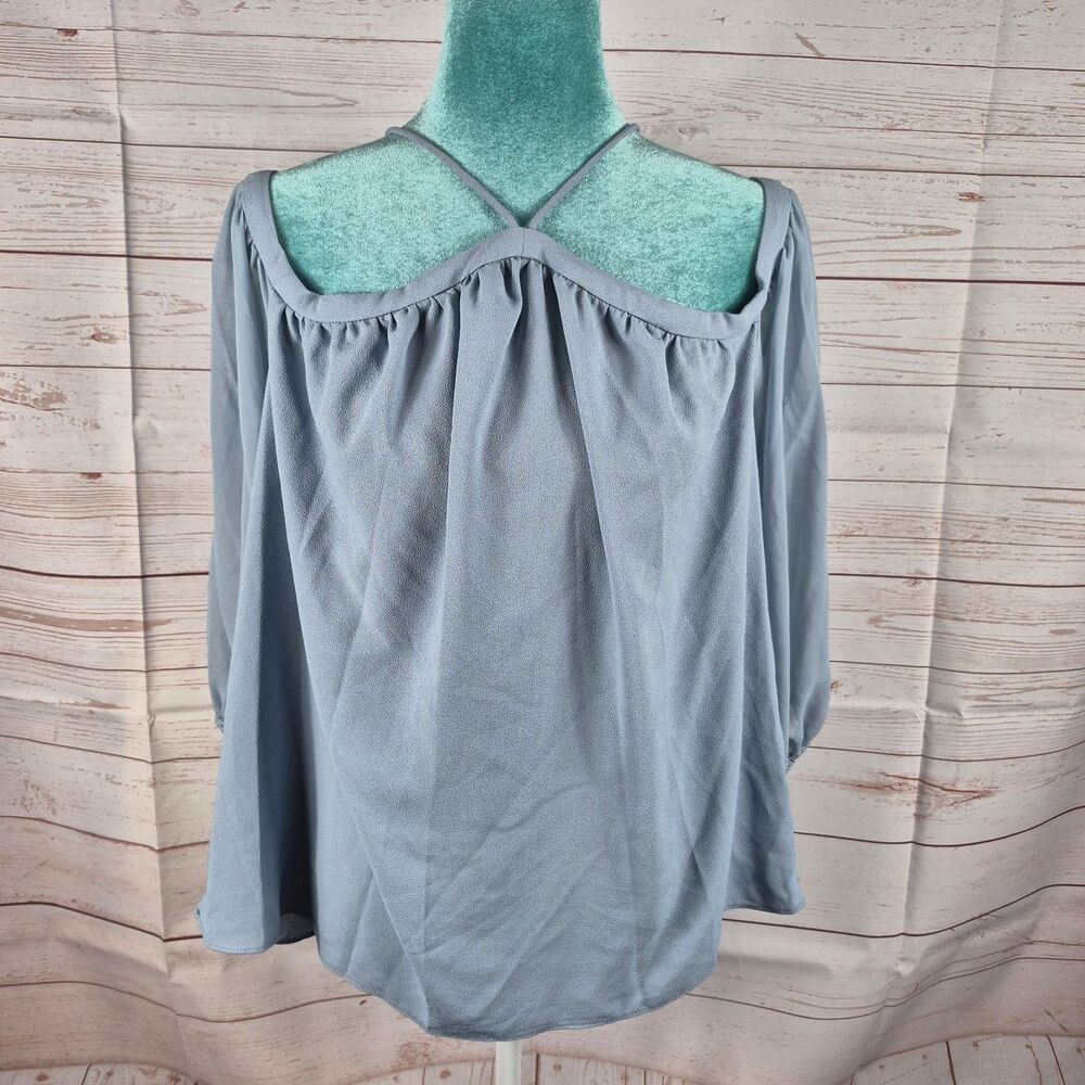 1. State Steal Blue Off Shoulder 3/4 Sleeve Womens Sz M Top Blouse Peasant Fairy